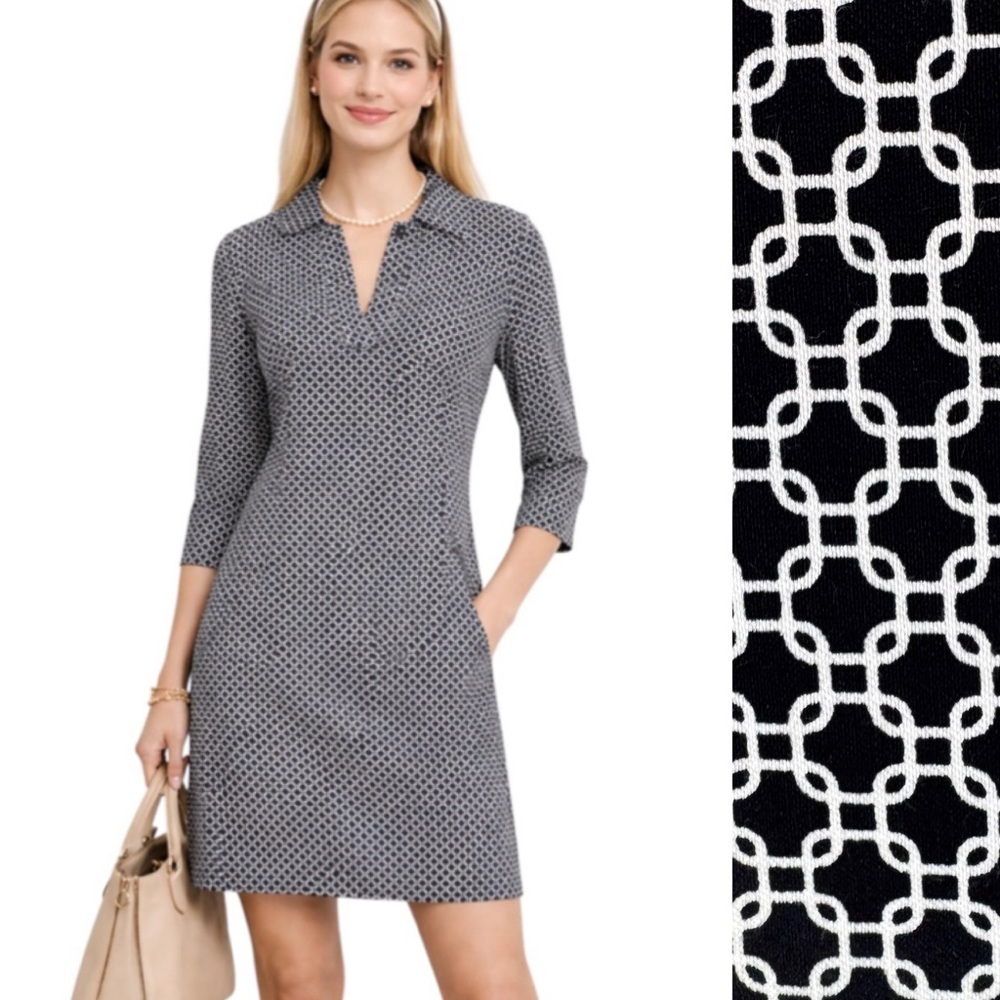 NWT Sara Campbell Geometric Stretch Cotton Shift Dress Size XS